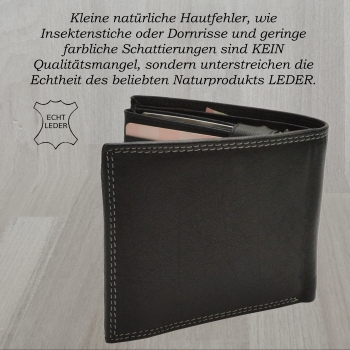 Büffelledergeldbörse Herrenbrieftasche Volllederausstattung mit Doppelnaht